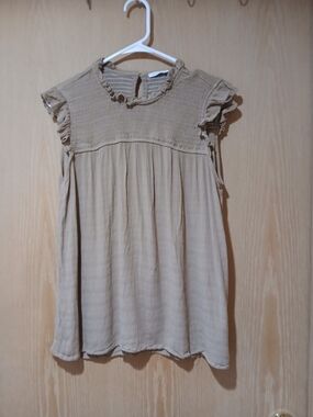 Staccato Beige Ruffle-Sleeve Smocked Tunic